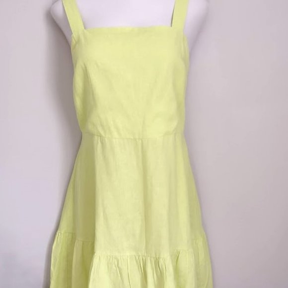 New York & Company Citron Linen Blend Dress Size Large NWT - Picture 2 of 9